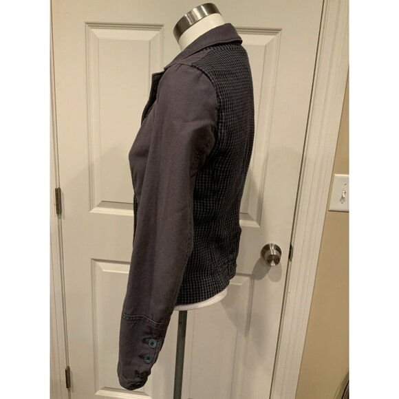 Hei Hei Anthropologie Gray Double Button Blazer W/ Plaid Rear Panel, Size 8 (US) - Picture 5 of 10